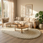 Oval Shaggy Rug - Blaze Beige
