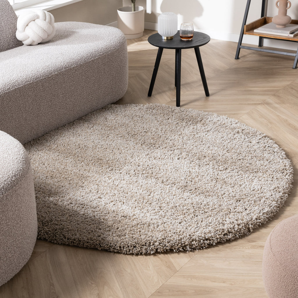 Round shaggy rug - Yves Taupe