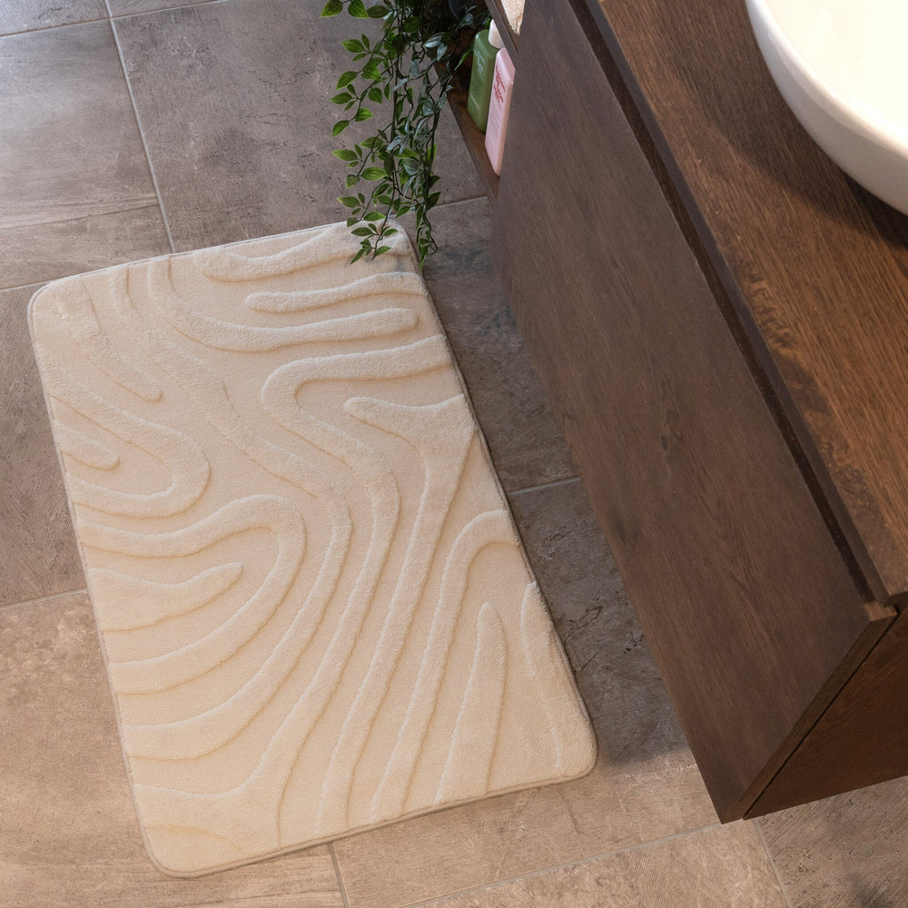 Bathroom Rug - Cassie Shapes Beige