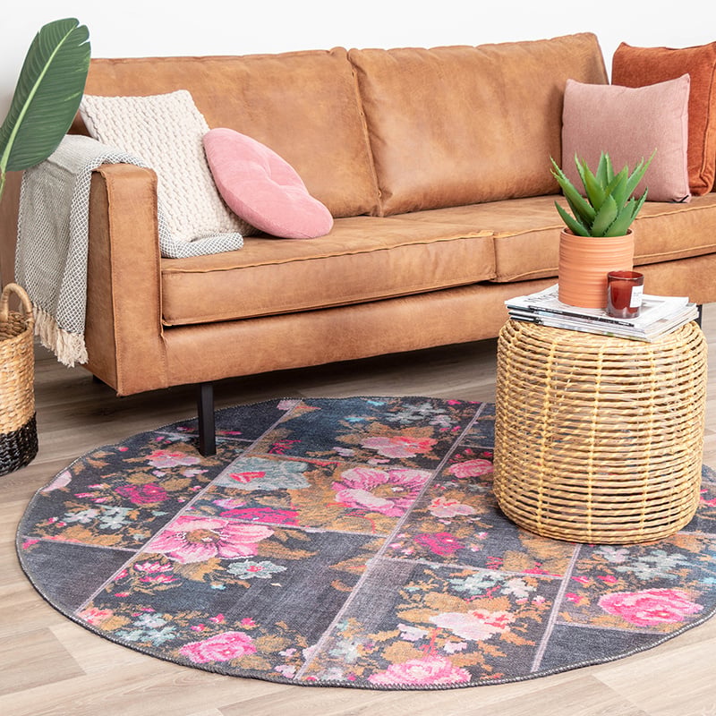 Round Rose Kilim Rug - Rosa Pink