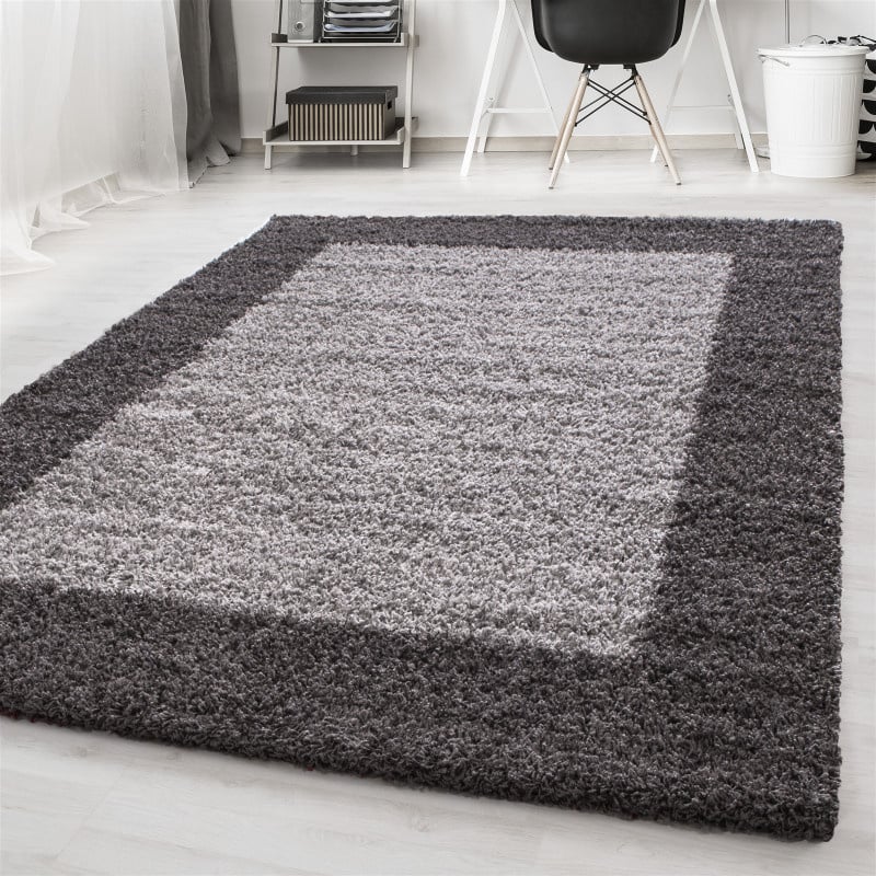 High-pile floor rug - Edge Grey