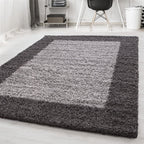 High-pile floor rug - Edge Grey