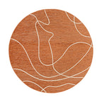Round Modern Outdoor Rug - Porto Lines Terracotta
