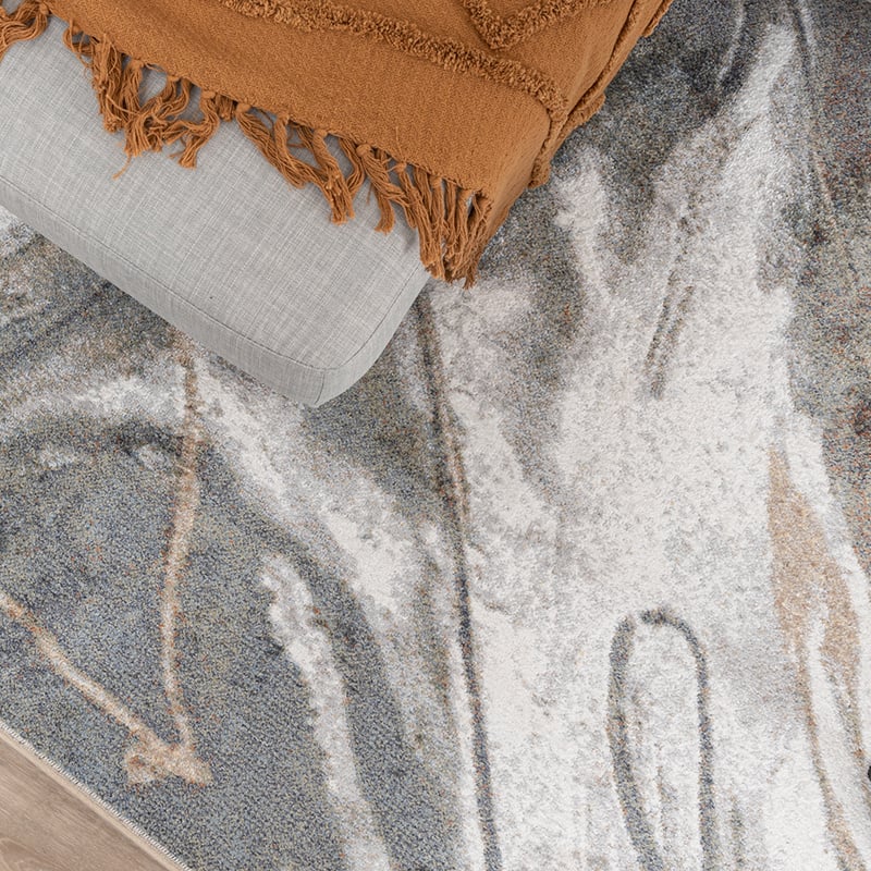Washable Abstract Rug - Misha Lines Cream/Grey
