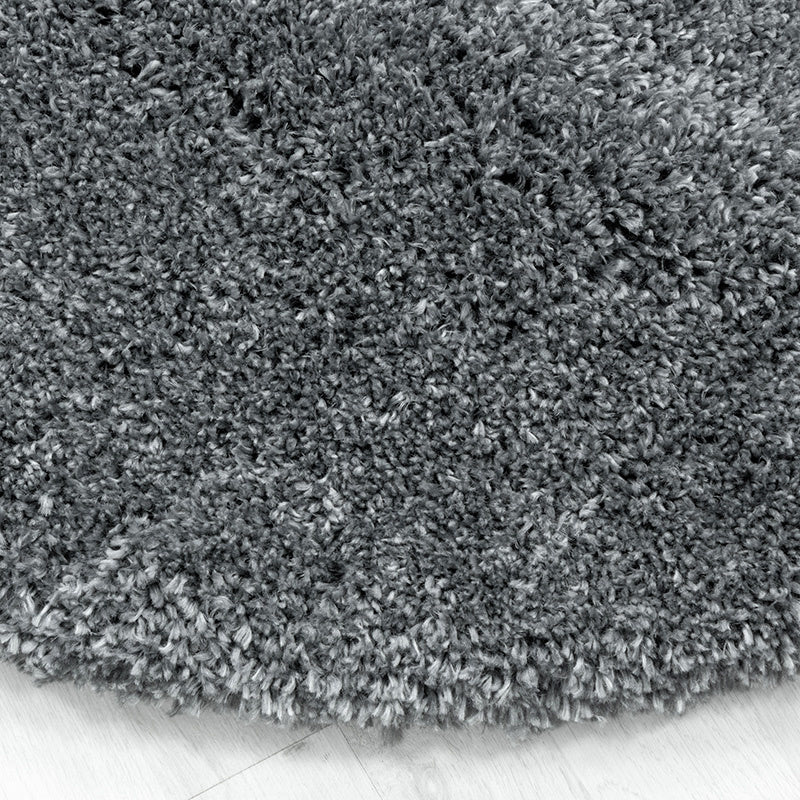 Round high-pile floor rug - Fuzzy Grey