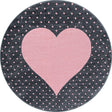Round Children's Floor Rug - Bambi Heart Pink
