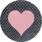 Round Children's Floor Rug - Bambi Heart Pink