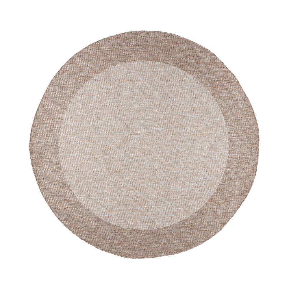 Round Indoor & Outdoor Rug – Sierra Border Cream/Beige