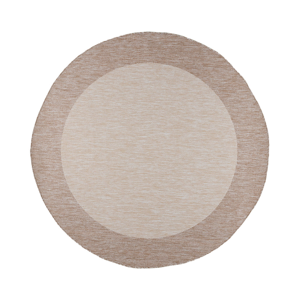 Round Indoor & Outdoor Rug – Sierra Border Cream/Beige