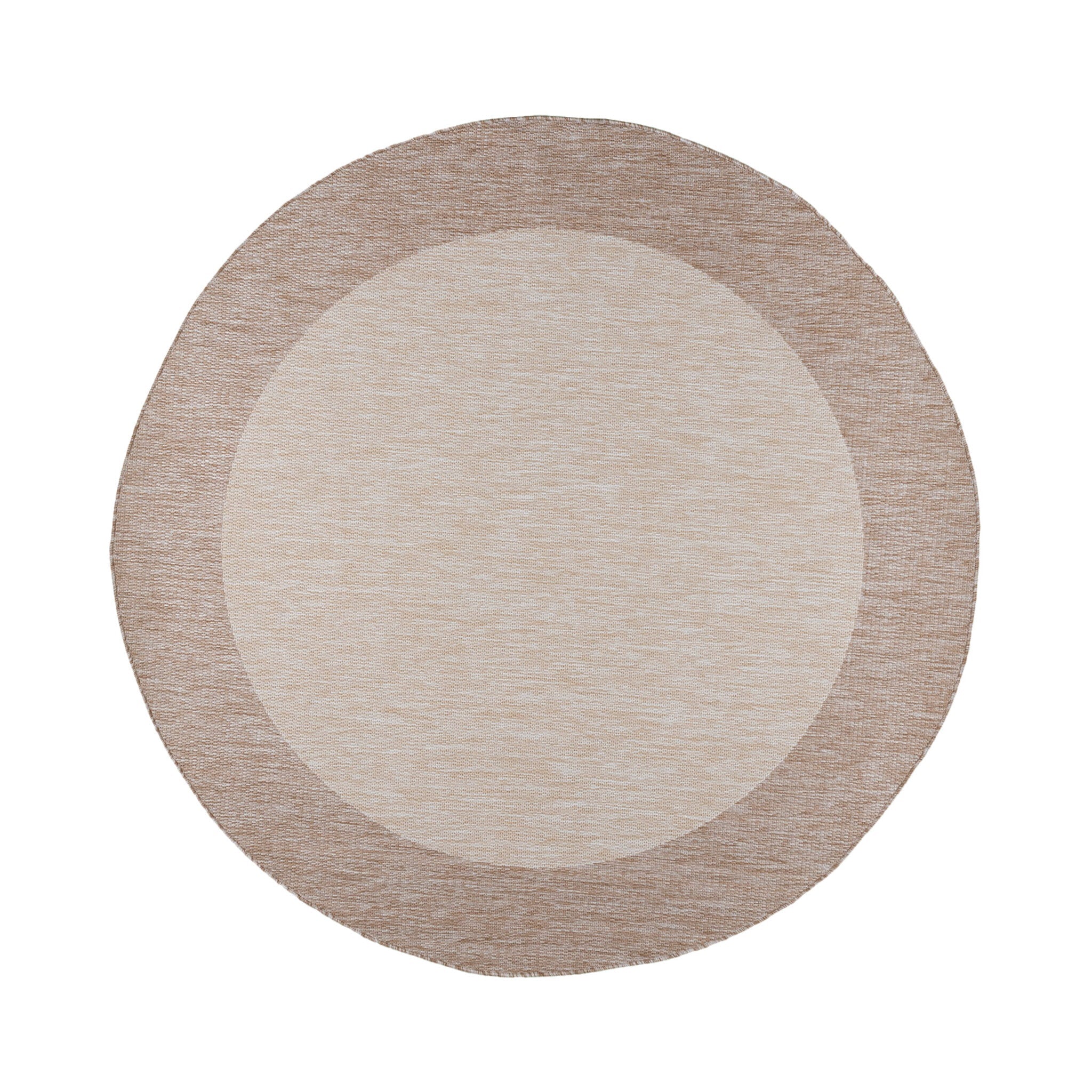 Round Indoor & Outdoor Rug – Sierra Border Cream/Beige