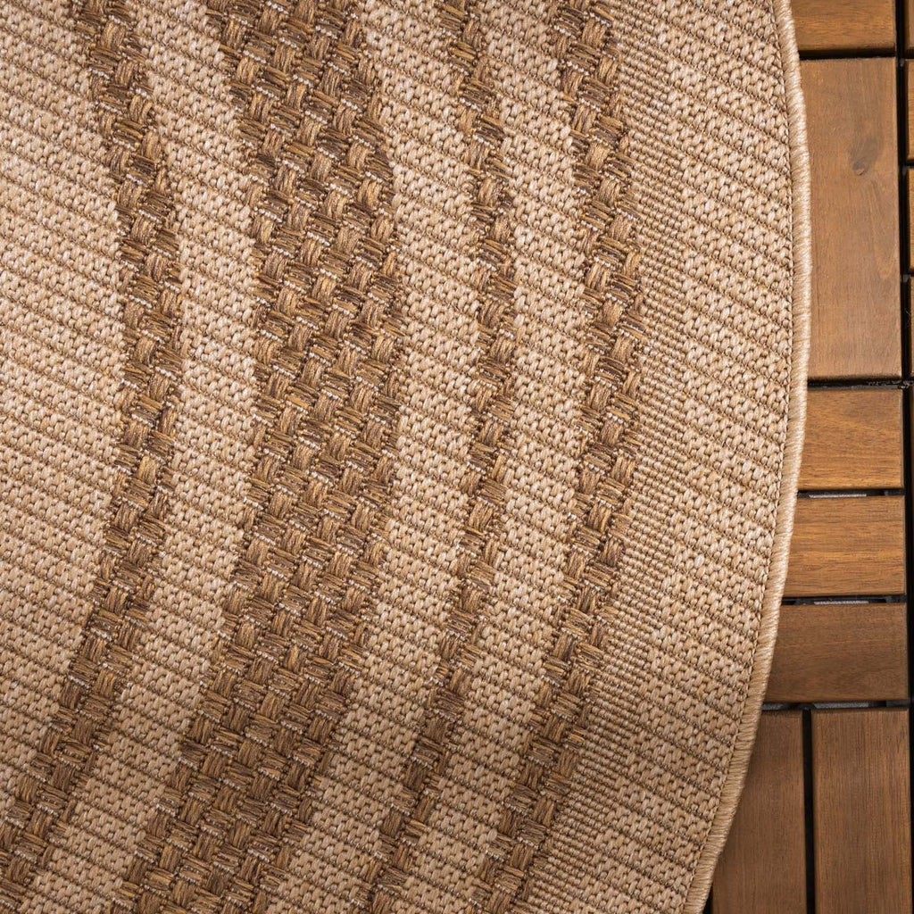 Round Jute Outdoor Rug - Mavi Border Cream/Brown