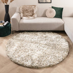 Round Shaggy Rug - Grace White