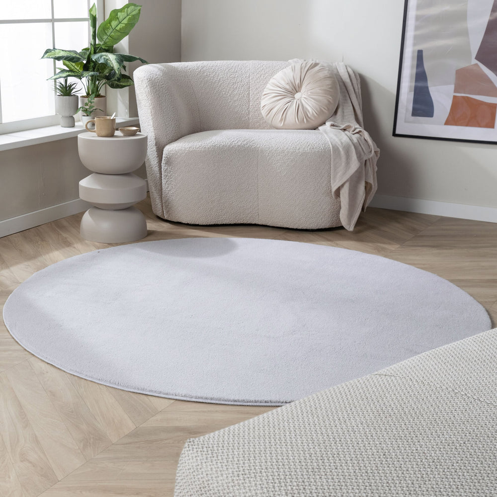 Round Washable Rug - Vivid Grey