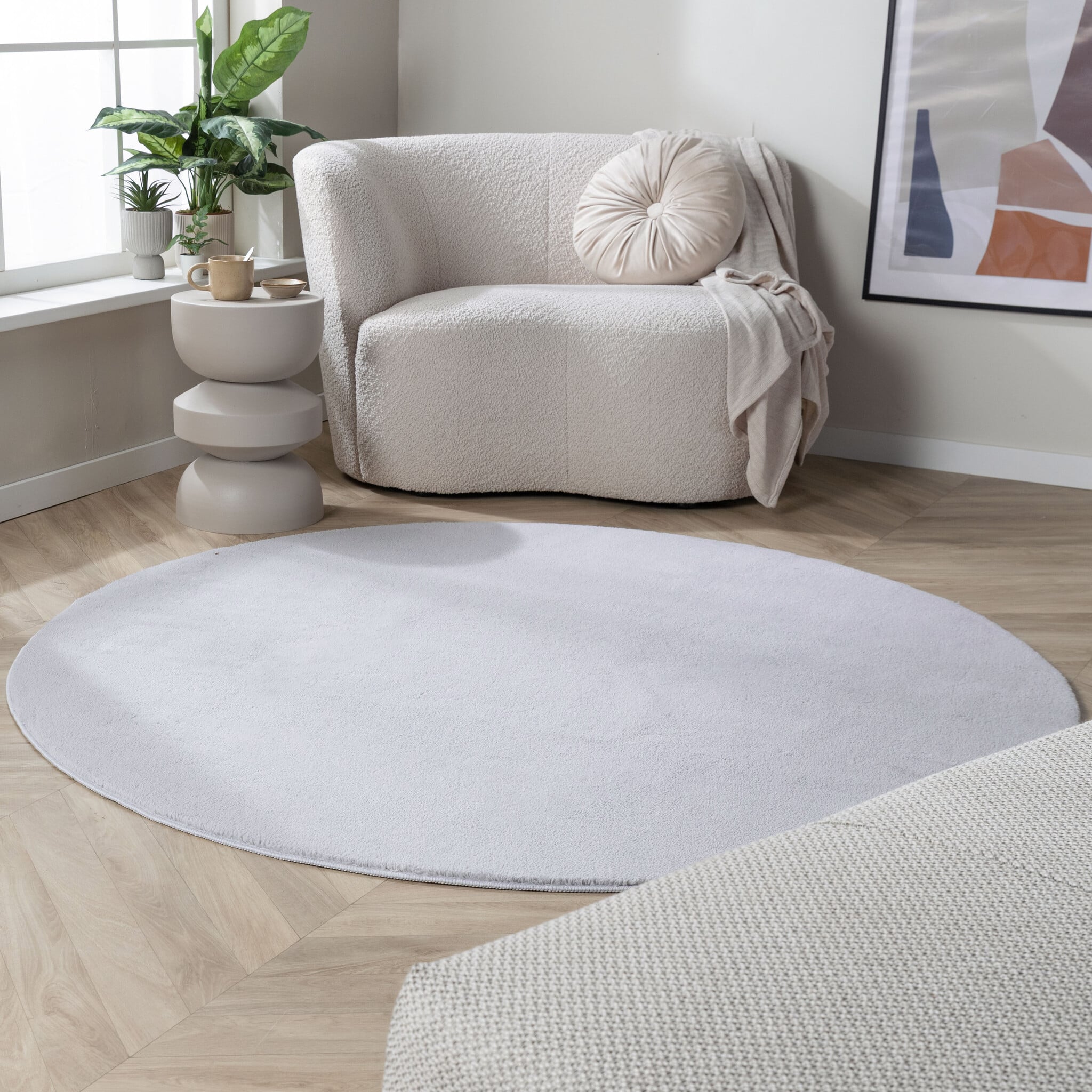 Round Washable Rug - Vivid Grey