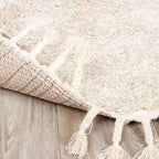 Round High Pile Rug - Lofty Fringe Cream/White