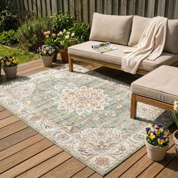 Vintage Outdoor Rug - Santo Medallion Olive Green