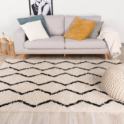 High Pile Rug - Grand Moves Cream/Black
