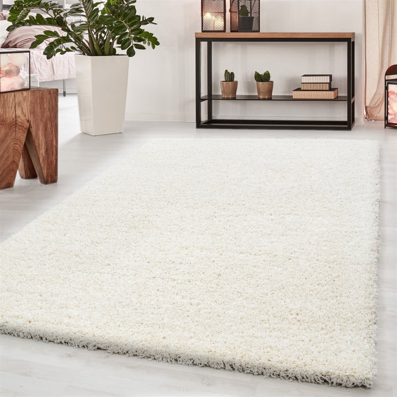 High-pile Floor Rug - Sade Cream/White