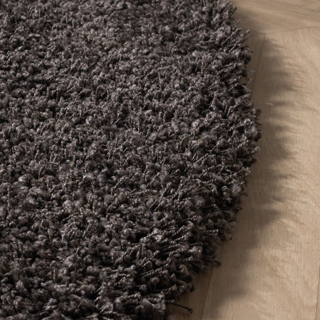 Round high-pile rug - Yves Anthracite