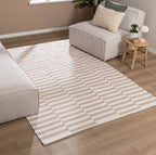 Striped Modern Rug - Dazzle Blocks Beige/White