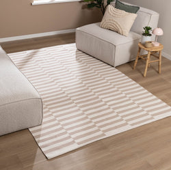 Striped Modern Rug - Dazzle Blocks Beige/White