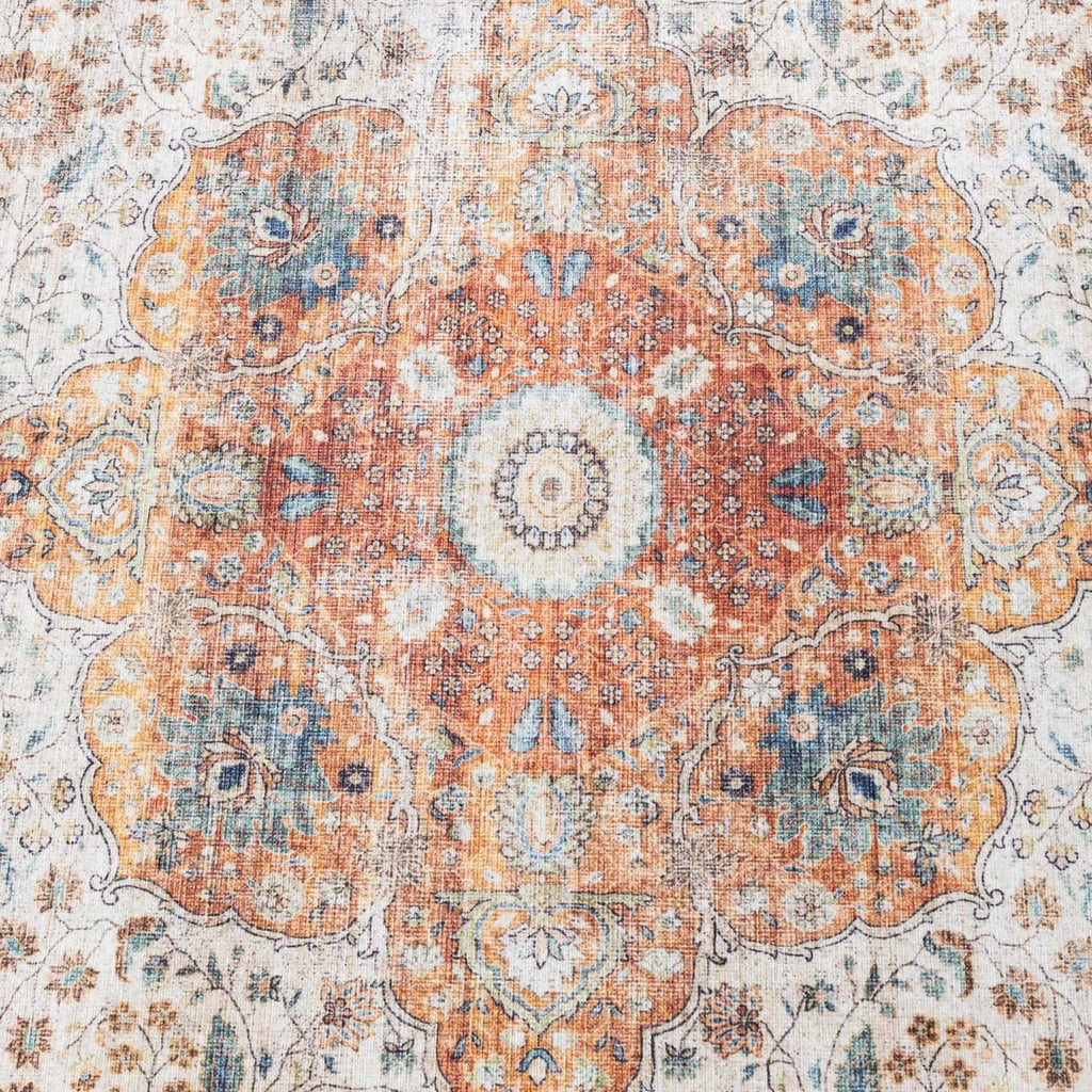 Round Indoor Outdoor Rug - Kairo Medallion Cream/Multicolour