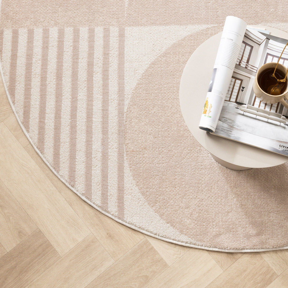 Round Japandi Rug - Aurora Circles Beige