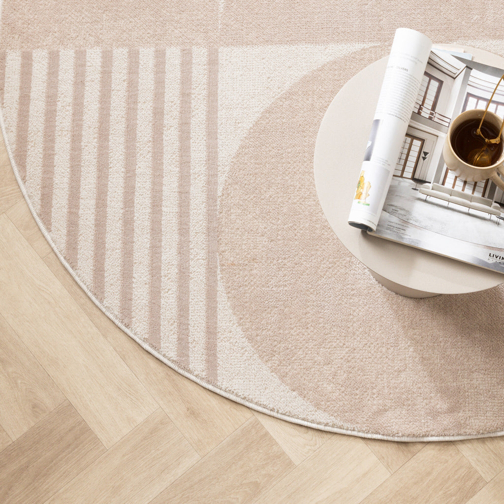 Round Japandi Rug - Aurora Circles Beige