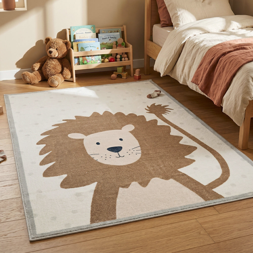 Washable Kids Rug - Simba Lion Brown