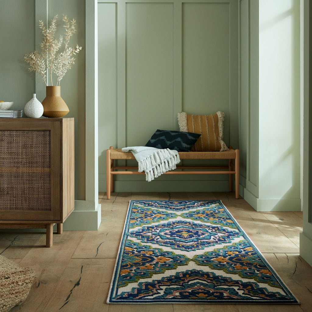 Indoor and outdoor runner - Batio Floral Blue/Green