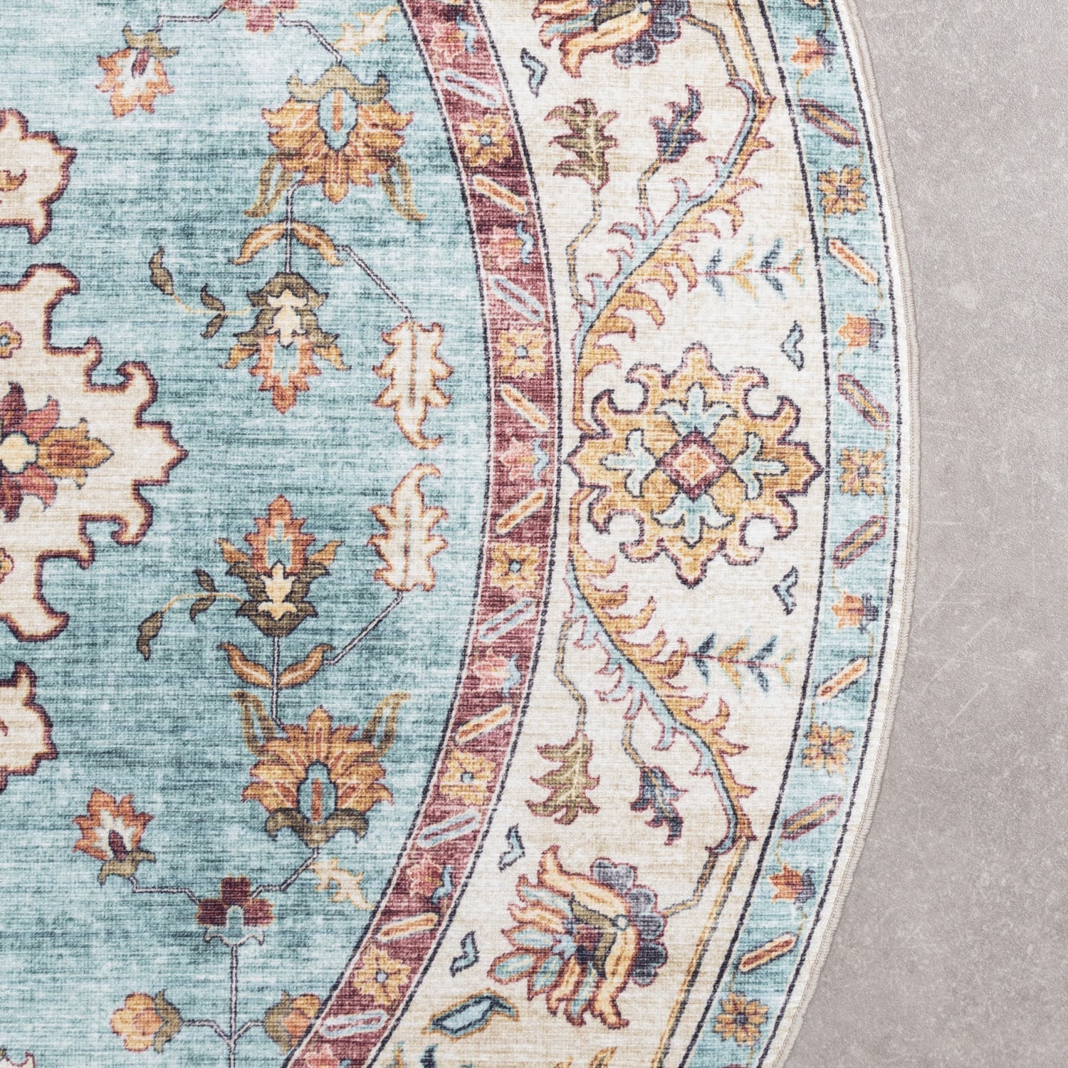 Round Vintage Outdoor Rug - Santo Medallion Light Blue
