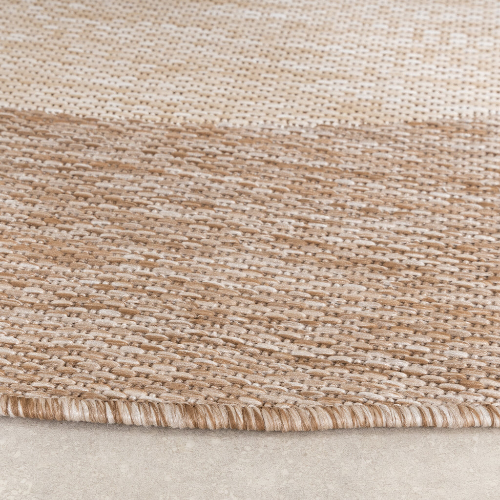 Round Indoor & Outdoor Rug – Sierra Border Cream/Beige