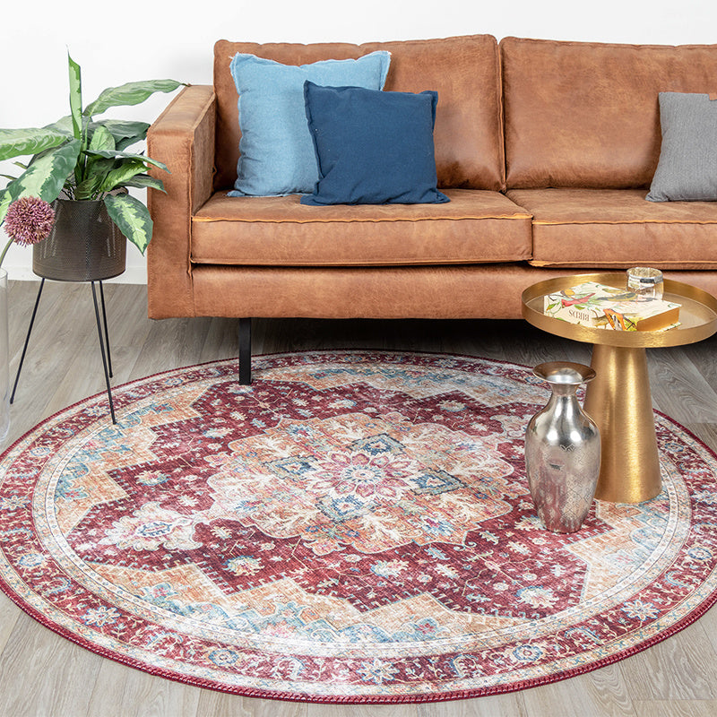 Round Vintage Rug - Azara Red
