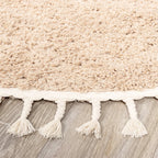 Round High Pile Rug - Lofty Fringe Beige