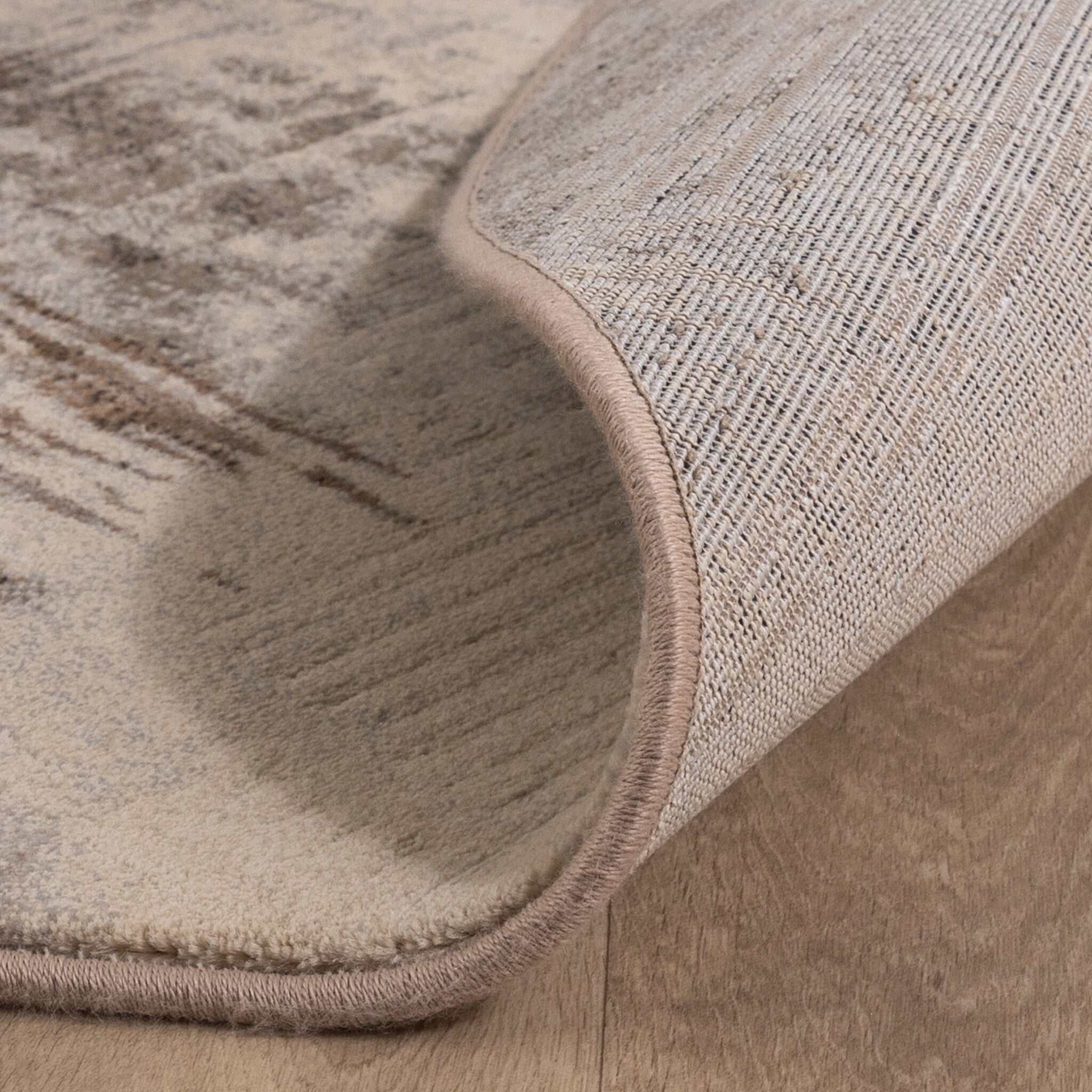 Round Abstract Rug - Xavier Brush Taupe/Grey