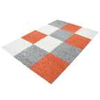 High-pile floor rug - Cube Terracotta