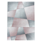 Low-Pile Floor Rug - Smoothly Design Pink/Gray