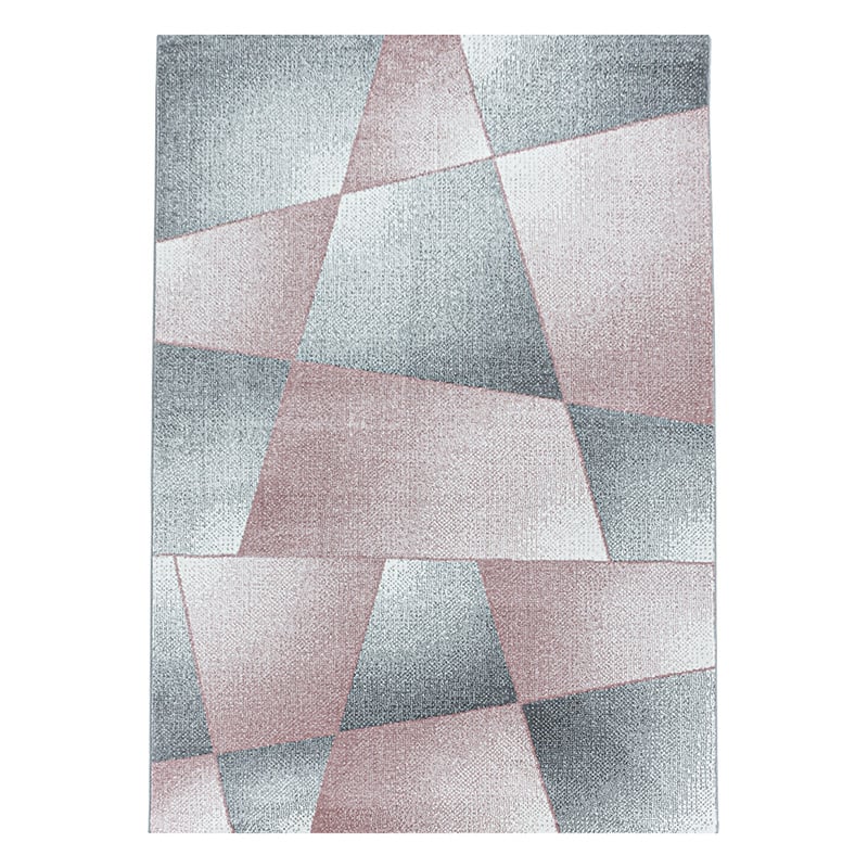 Low-Pile Floor Rug - Smoothly Design Pink/Gray
