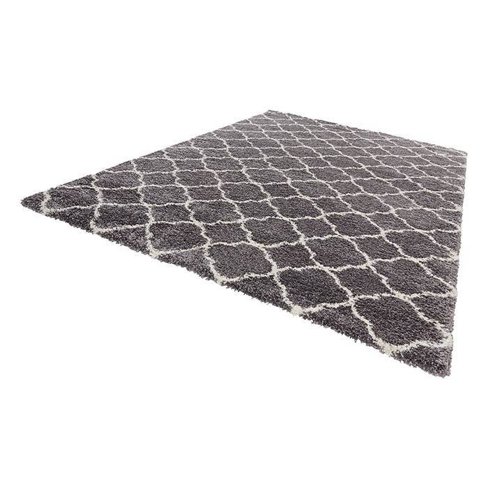 High-pile floor rug - Hamar Rings Grey/Cream