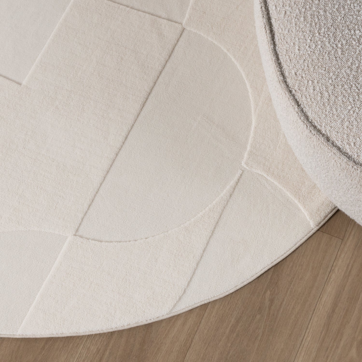 Round Scandinavian Rug - Charm Circles White