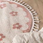Round washable children's rug - Moos Flower Pink