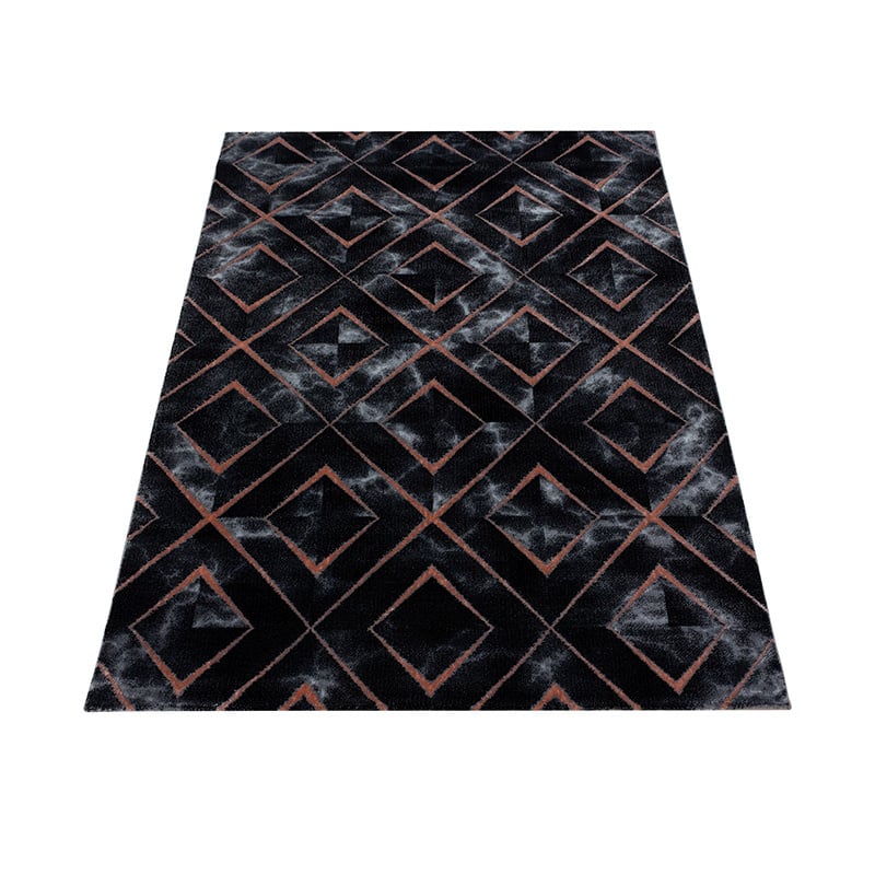 Modern floor rug - Marble Square Anthracite/Brown