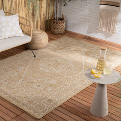 Jute Outdoor Rug - Daisy Medaillon White