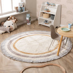 Round washable kids rug - Milo Grey
