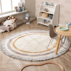 Round washable kids rug - Milo Grey