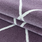 Low-pile floor rug - Smoothly Lines Purple/White