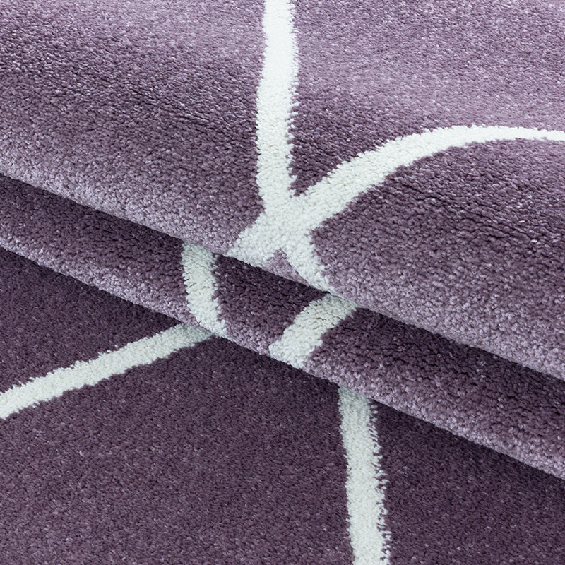 Low-pile floor rug - Smoothly Lines Purple/White
