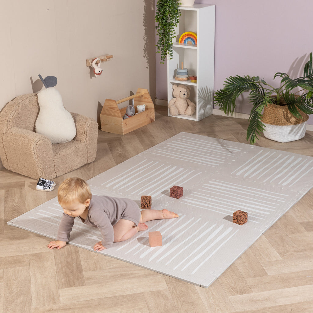 Foam Puzzle Mat – Alfie Stripes Grey/Beige