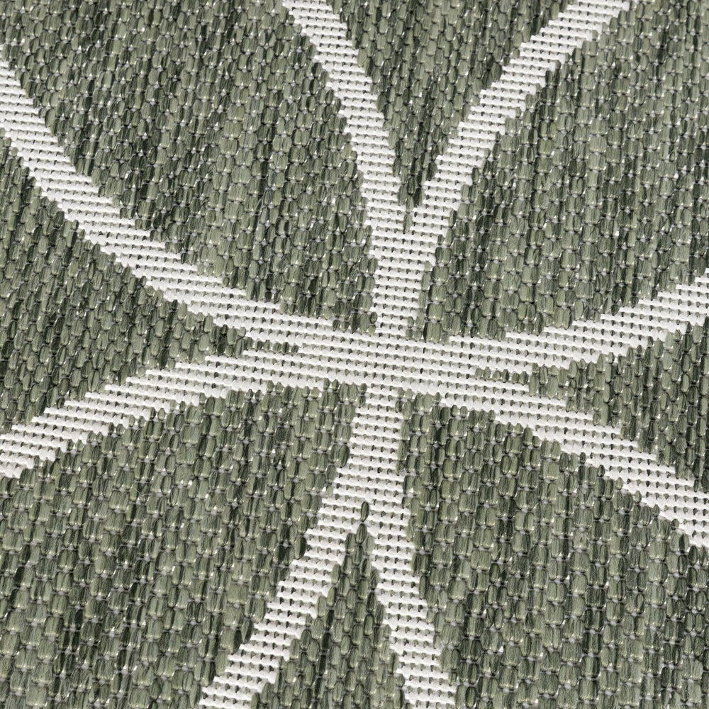 Geometric Outdoor Rug – Faro Ripple Green/White