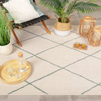 Scandinavian Outdoor Rug - Odin Lines Cream/Green